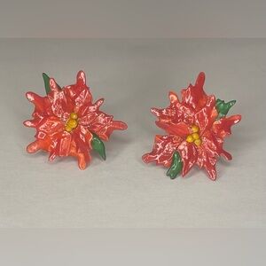 Poinsettia Screw Back Earrings